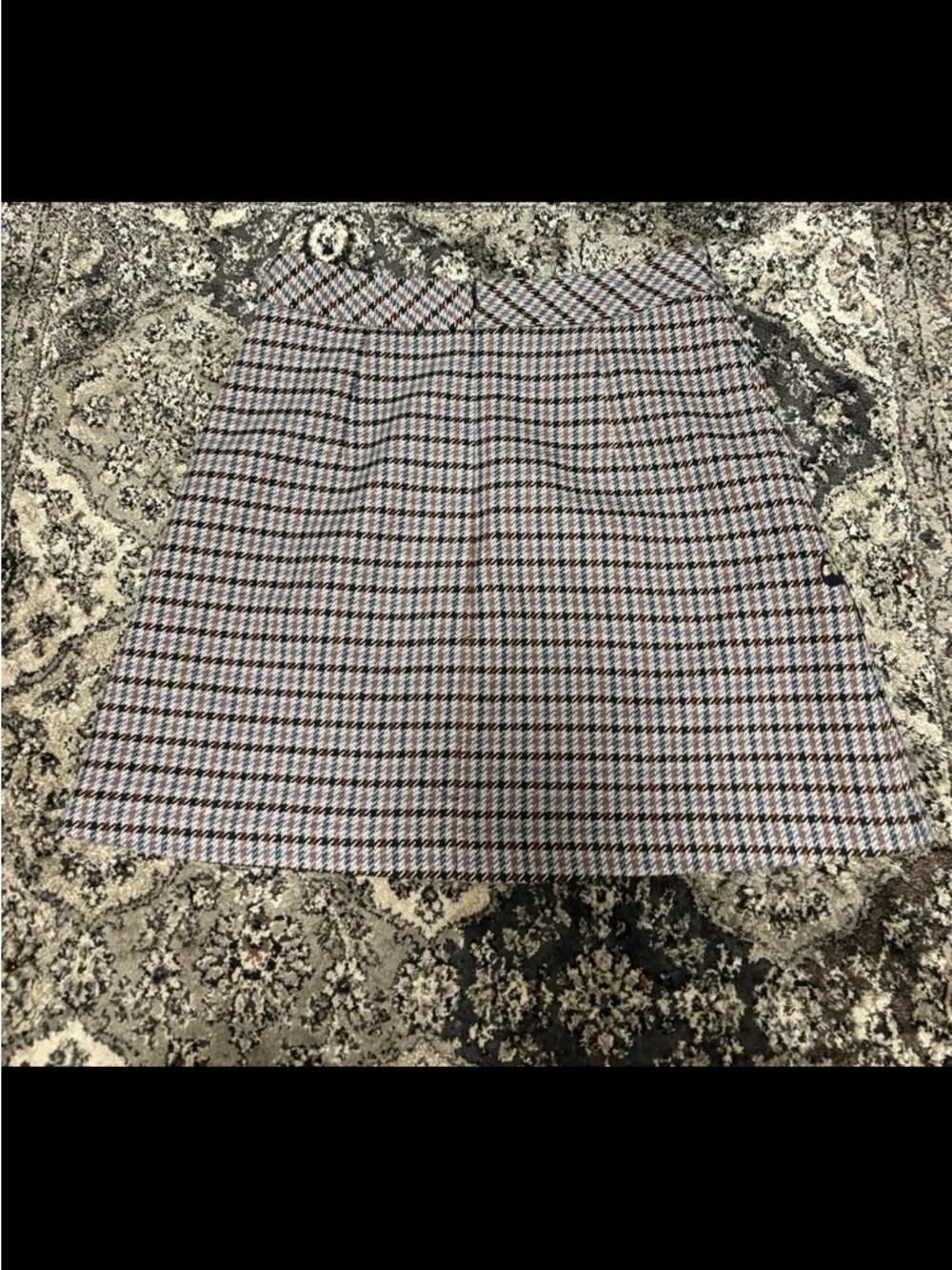 ZARA BROWN FLORAL HOUNDSTOOTH PLAID MINI SKIRT WITH FLOWERS  size S - Picture 5 of 5